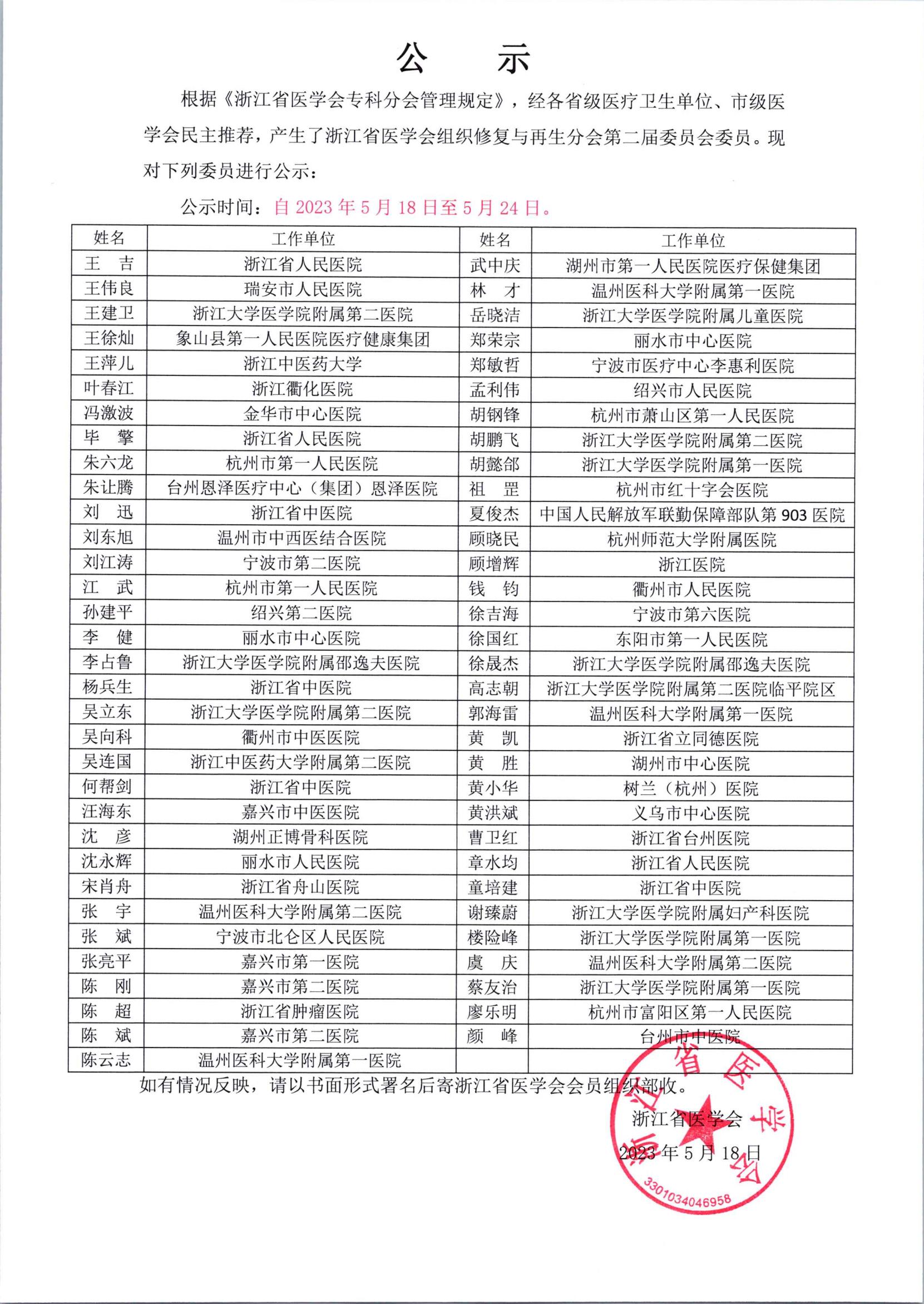 浙江省医学会组织修复与再生分会第二届委员会委员公示_00.jpg